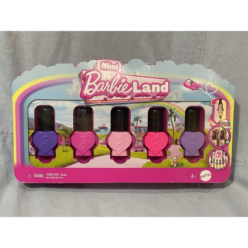 NEW 5 Pack Mattel Barbie Mini Barbieland 1.5" Color Change Nail Polish Bottle